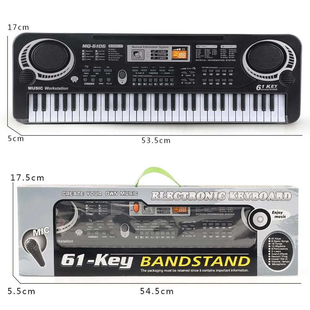 61-key Electronic Piano for Children, 16 Tones, 10 Rhythms, 6 Demo Songs, Multifunctional Digital Backlit Piano.