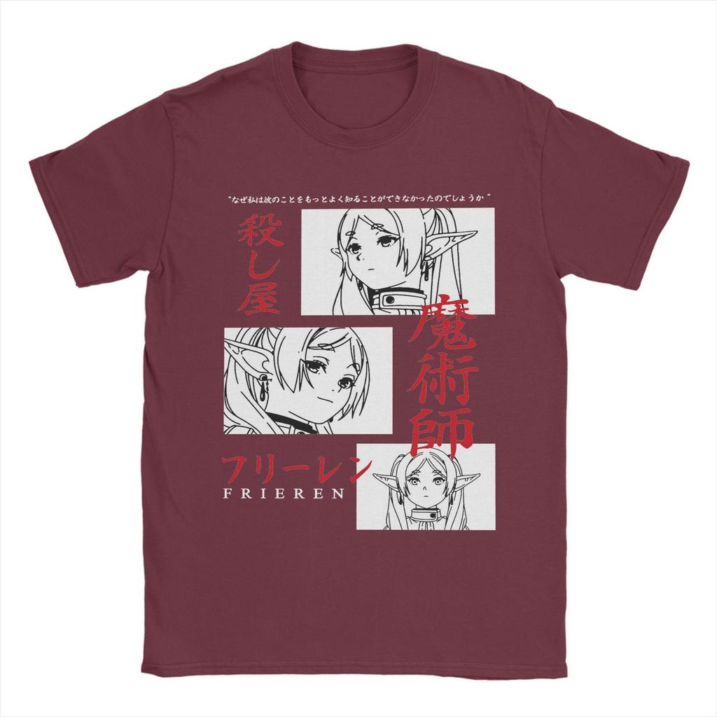 Sousou No Frieren T Shirt Men Pure Cotton Vintage T-Shirts Crew Neck Japanese Anime Tees Short Sleeve Clothing 4XL 5XL