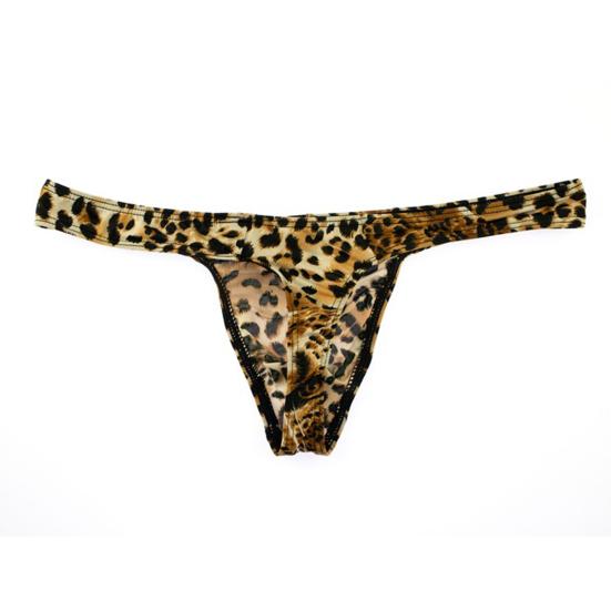 Men Thong Sexy Low-Rise Slim Fit Briefs Leopard Print High Elasticity Breathable Panties Comfortable Daily Wear