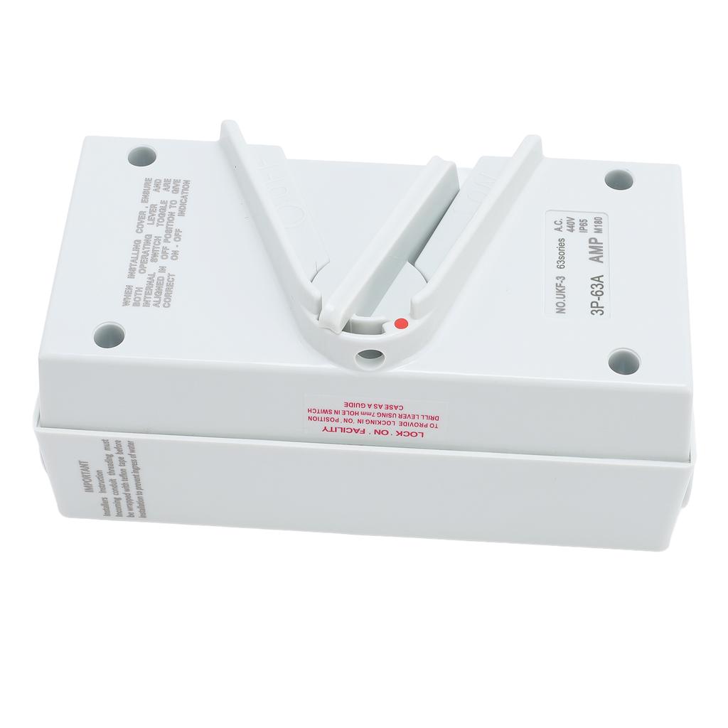 Enclosed Motor Disconnect 63A 440V 3 Pole, Isolation , IP65 Water Proof, Silver Contacts, for Industrial, Airports, Docks, Shippin