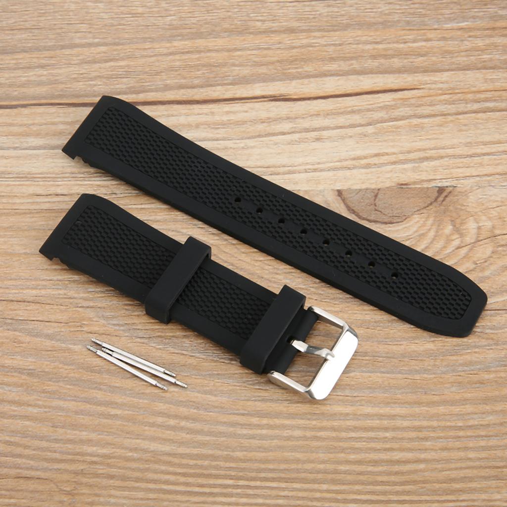 24mm Watch Band Silicone Pin Buckle Waterproof Sweat Proof Watch Strap