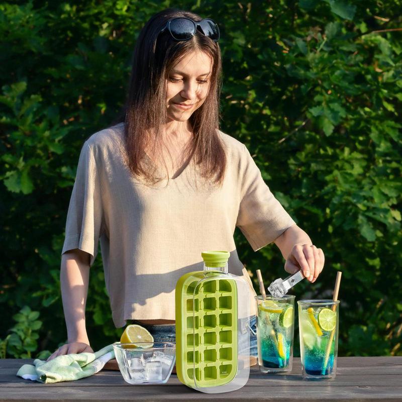 2-in-1 800ML Pressing Water Bottle IceCube Tray Block Mold With Straw IceCube Making Mold Kitchen Bar Accessories Ice Maker