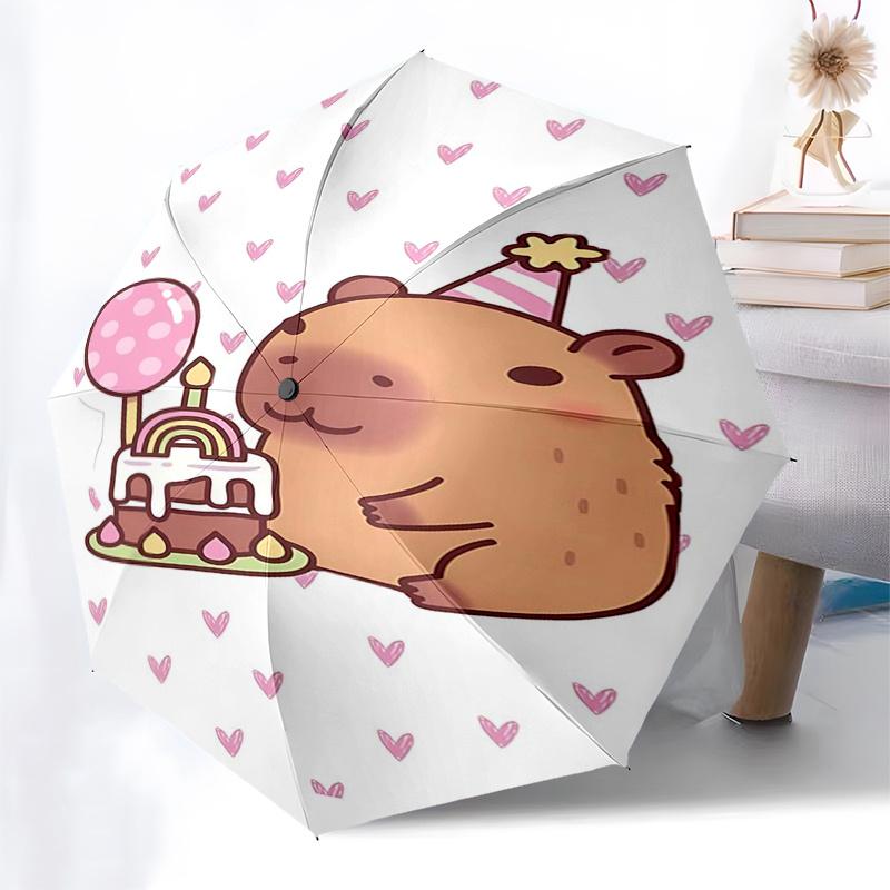 Capybara Themed Travel Umbrella-8 Ribs Automatic Opening and Closing, Portable Folding Design, Compact and Stylish Umbrella Suitable for Out