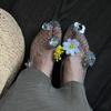 Niche design Korean crystal jelly shoes pointed tip shallow mouth single shoes women's 2025 spring and summer new mesh flat sandals