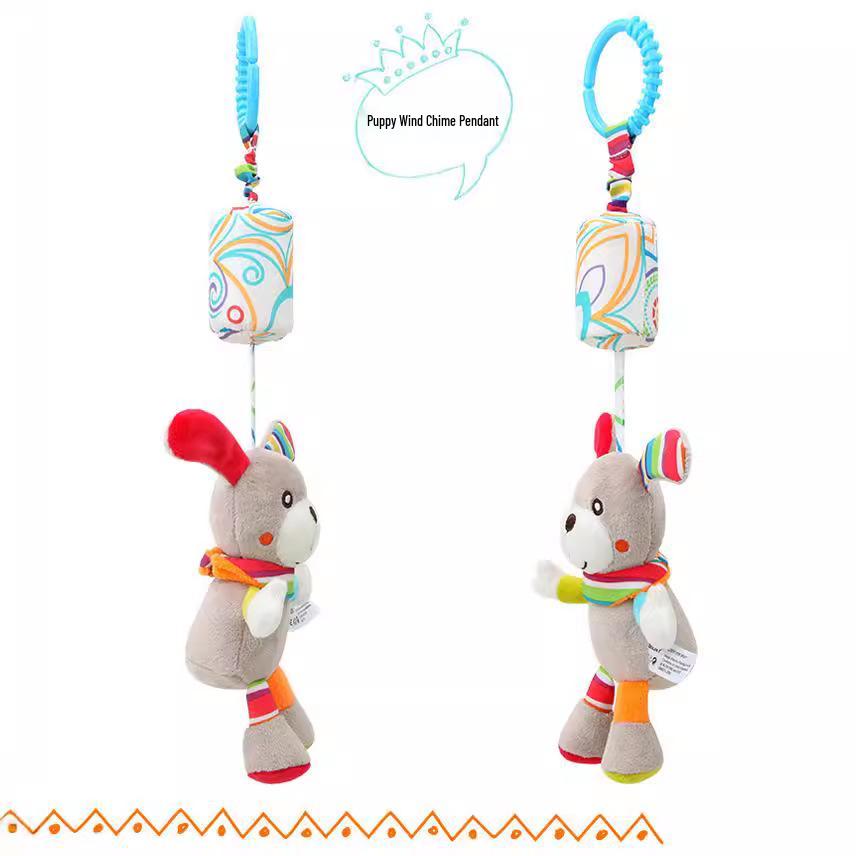 Baby Stroller Mobile with Rabbit, Bee, Bird, Owl & Dog Toys - Hanging Ornament & Bed Bell