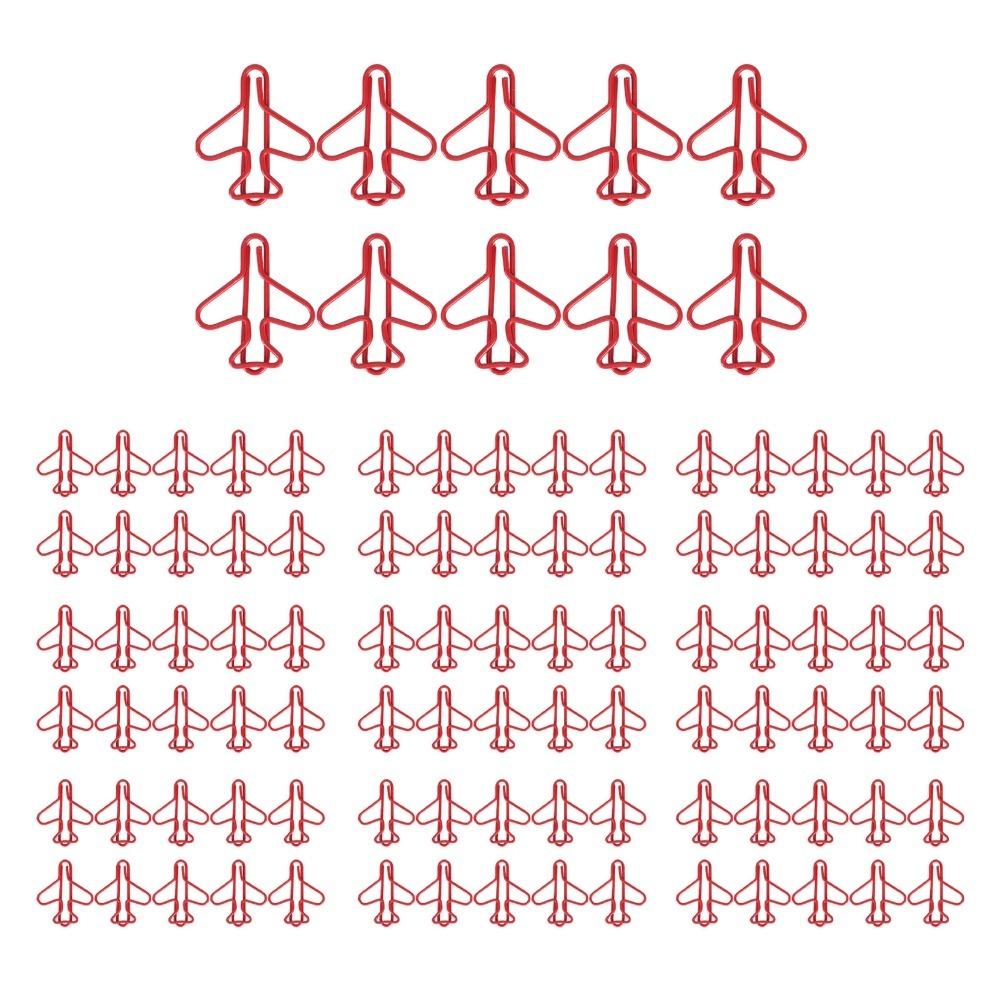 

100Pcs Red Plane Shaped Paper Clips with Storage Box Airplane Shape Cute Paper Clip Multipurpose PET Plastic-coated Wire