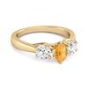 Three Stone Natural Citrine 925 Sterling Silver Gold Vermeil Engagement Ring