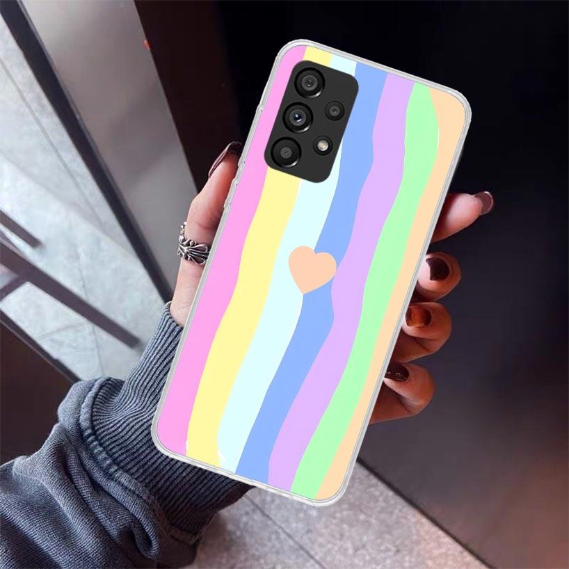 Rainbow Gradient Love Phone Case For Samsung Galaxy A17 A57 A37 A16 A26 A36 A56 A15 A25 A35 A55 A14 A13 A54 A53 A34 A24 A33 A23