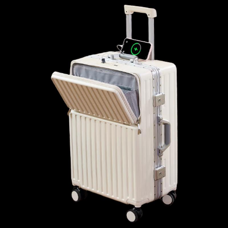 Front-Opening PC Hardshell Carry-On Luggage with Aluminum Frame