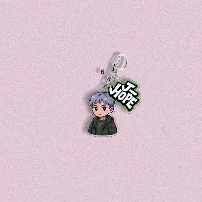 BTS Member Cartoon Character & Name Keychains, Celebrity Merchandise, Bag Charms, Fan Gifts