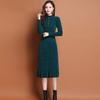 Faux Mink Fur Dress Mid-length Knitted Dress for Women Solid-color Casual Long-sleeved Sweater Autumn and Winter