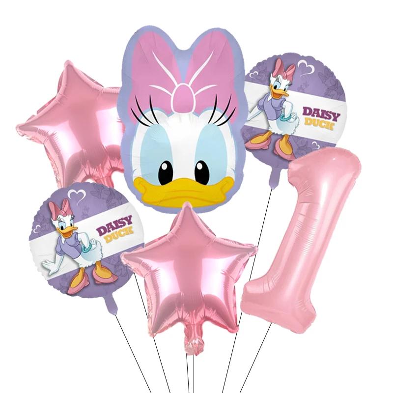 Cartoon Donald Number Duck Daisy Aluminum Film Balloon Set Spherical DIY Birthday Arrangement Party Decoration Balloons Kawaii