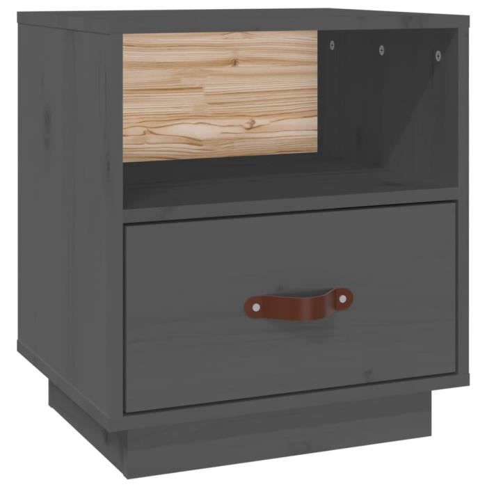 VidaXL Table de chevet Gris 40x34x45 cm Bois de pin massif818299