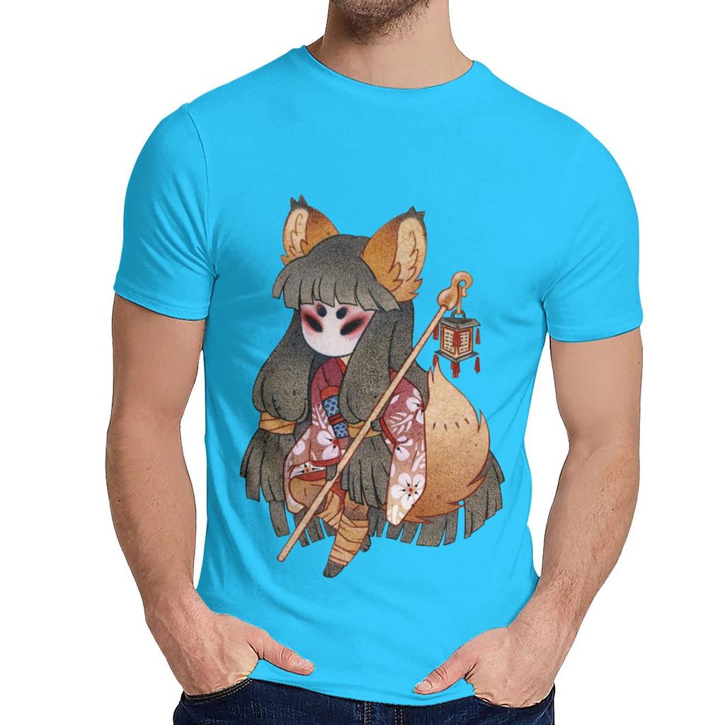 Summer Man T Shirt Mysterious Girl Kitsune Good Cotton Round Collar Cartoon Design T