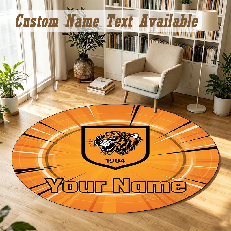 Round Rug Custom NameHull FC Pattern Non Slip Carpet Home Floor Decor