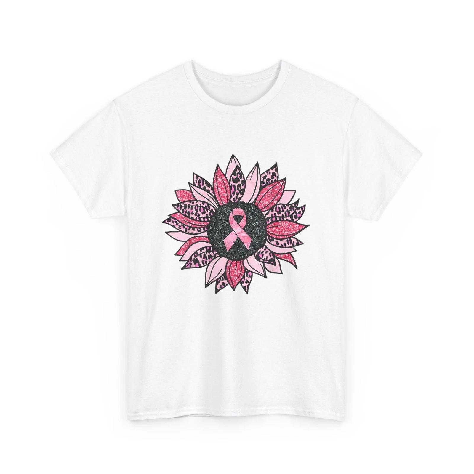 Sunflower Pink Breast Cancer Awareness Women Warrior T-Shirt 4XL