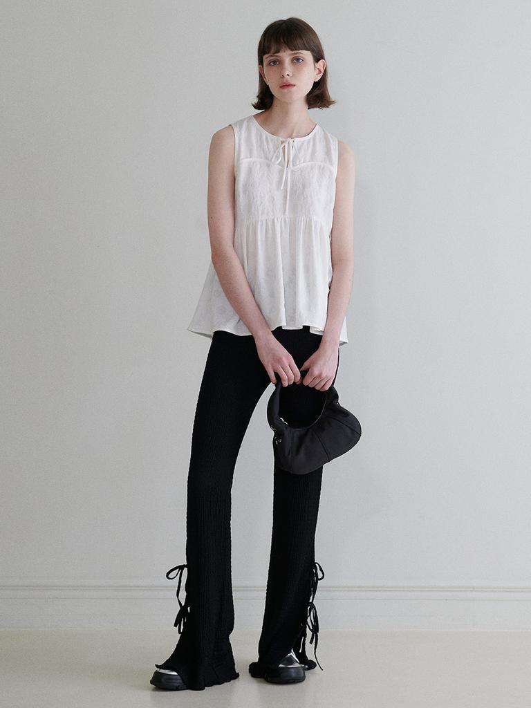 Leibeu Ribbon Slit Pleats Pants Vw4Ml176_3Color