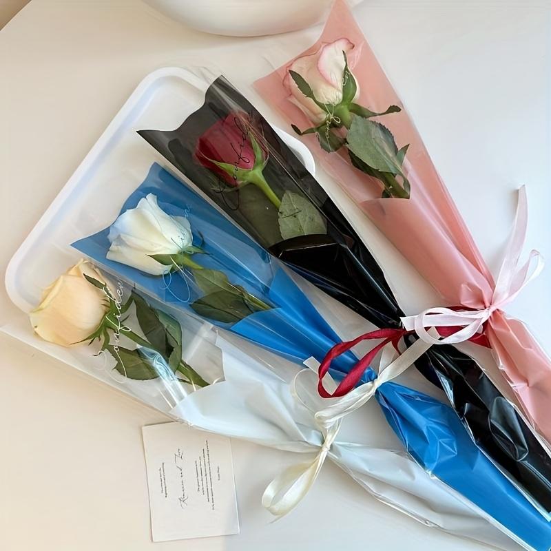 [Tulip Gift Bags] 50pcs Tulip Flower Gift Bags, Polypropylene Floral Packaging, Assorted Transparent For Valentine's Day, Weddings, and Events