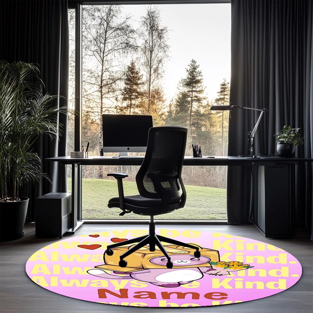 Custom Name LankyBox Printed Round Rug Carpet Chair Rug Area Rug Entryway Doormats,for Office Chair Living Room Bedroom Kitchen Room.