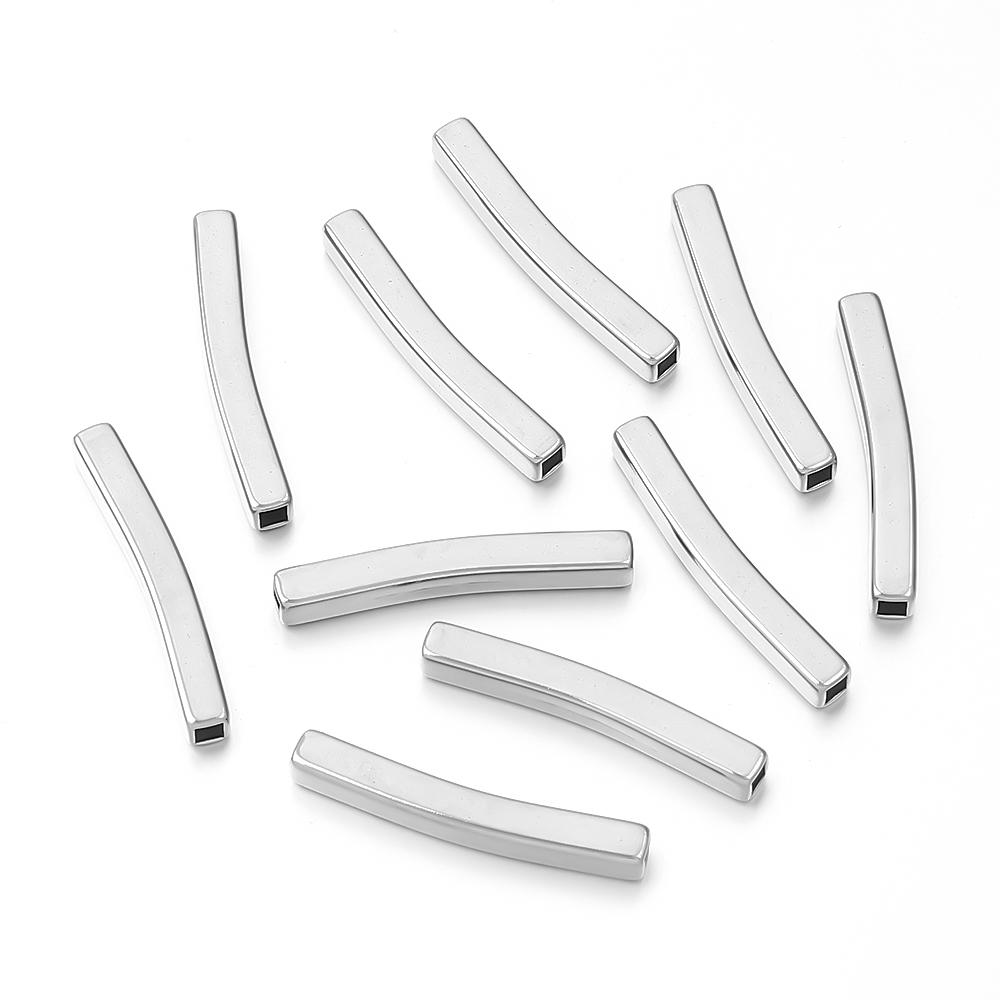 5-10pcs Square Stainless Steel Tube Spacer Beads Curved Tube Beads Loose Spacer Beads For Jewelry Making DIY Necklace Bracelets