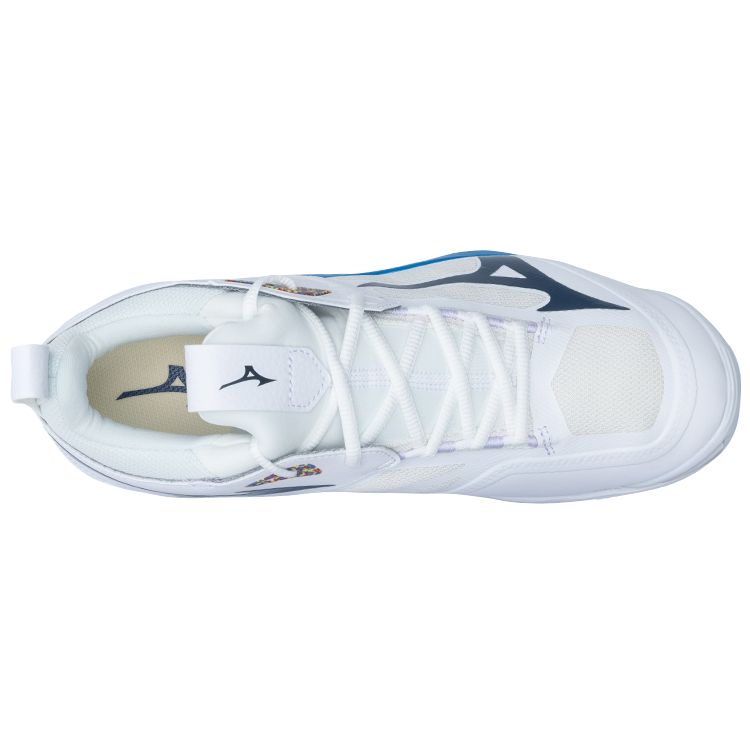 Mizuno Wave Momentum 2 Fabric Shock Absorbing Non-Slip Durable Breathable Low-Top Training Shoes Unisex sneaker White Blue V1GA211300