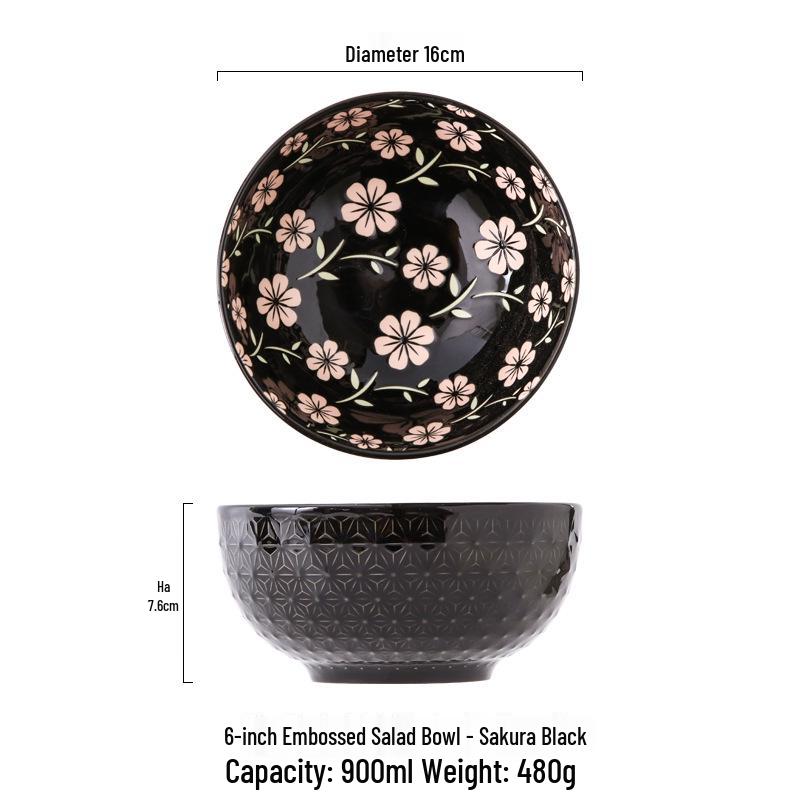 6-inch European Style Underglaze Ceramic Bowl for Salad, Soup, Rice, or Instant Noodles - Free Shipping