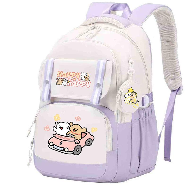 Fashion Backpack Cute Style Lines Doggie Cartoon Printing Trend Primary and Secondary School Students Reduce the Burden of Schoolbags