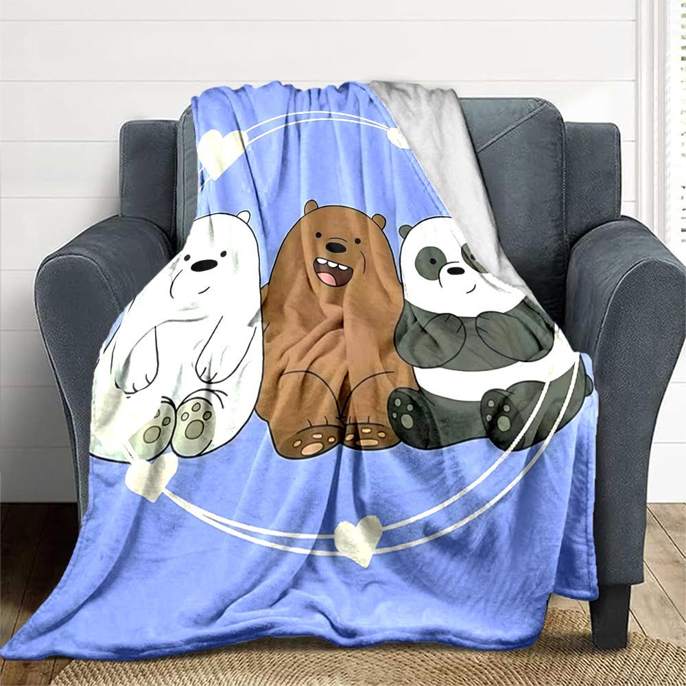 1pc Manta de Franela We Bare Bears Ligera Suave Cálida Manta para Todas las Estaciones para Sofá, Cama, Viaje,L1028148
