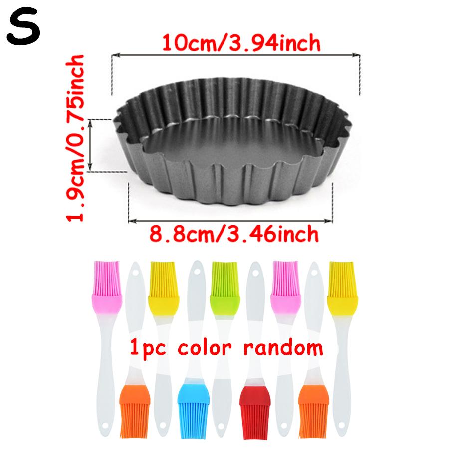 

Round Wave Shape Carbon Steel Pizza Baking Tray & Mini Silicone Oil Brush Bottom Adjustable Cake Baking Tray Pastry Baking Tools