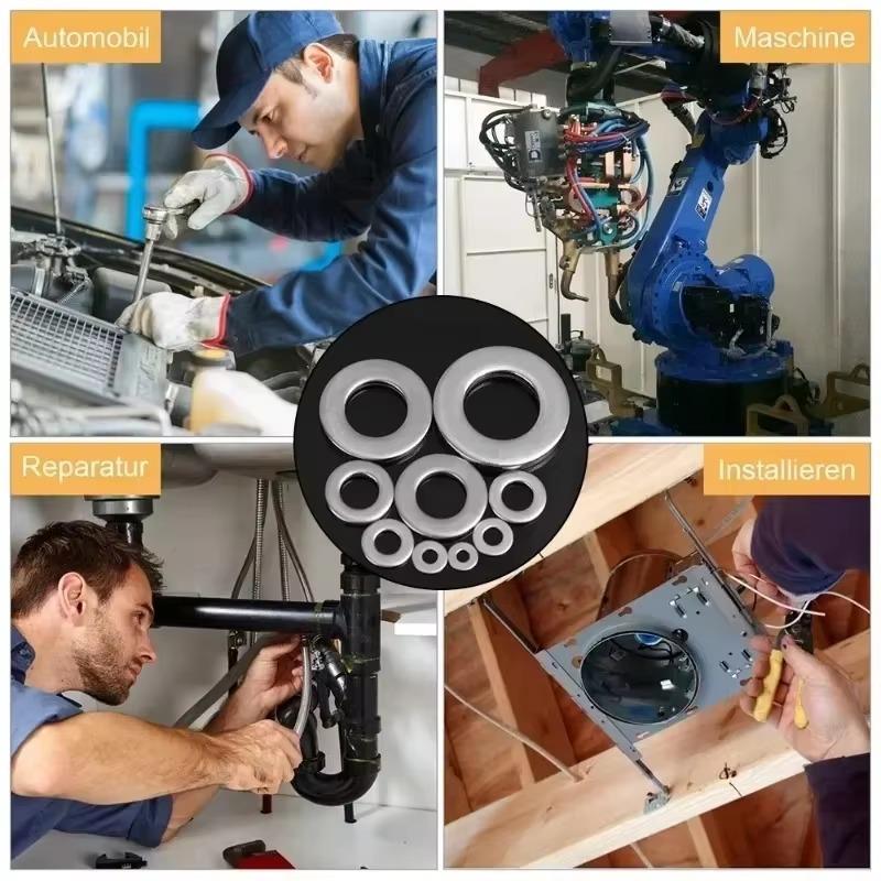 684/180pcs Stainless Steel Washer M2-M12 Metal O Rings Flat Gaskets Screws Bolts Fasteners Assortment Kits Flat Washers Hardware