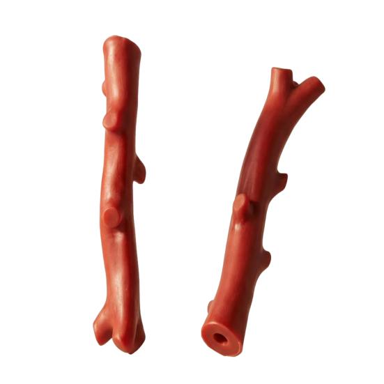 Squeaky Stick Dog Toy Durable Toy with Teeth-Cleaning TPR Chew Texture Realistic Branch Design Built-In Squeaker