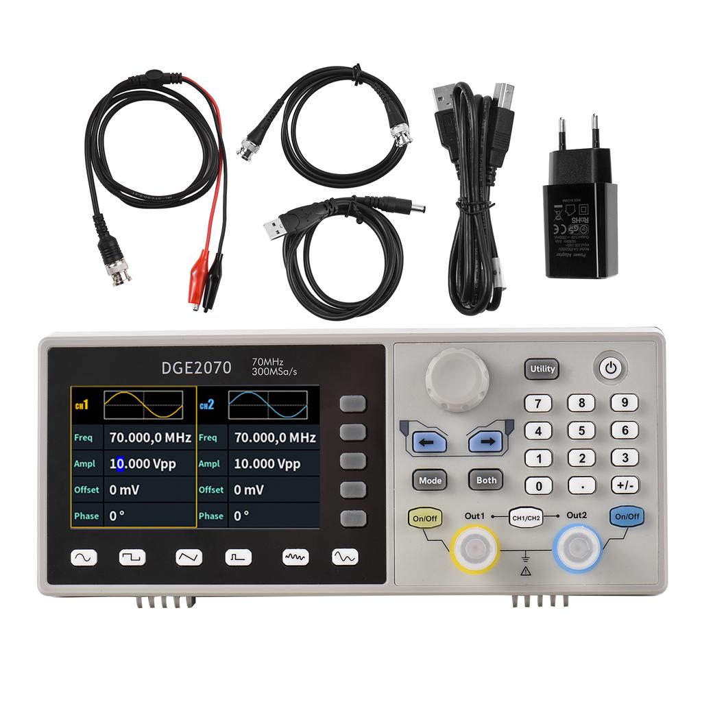 Digital Storage Oscilloscope 70MHz 300MS/s Dual Channel Arbitrary Waveform Generator Mini Portable