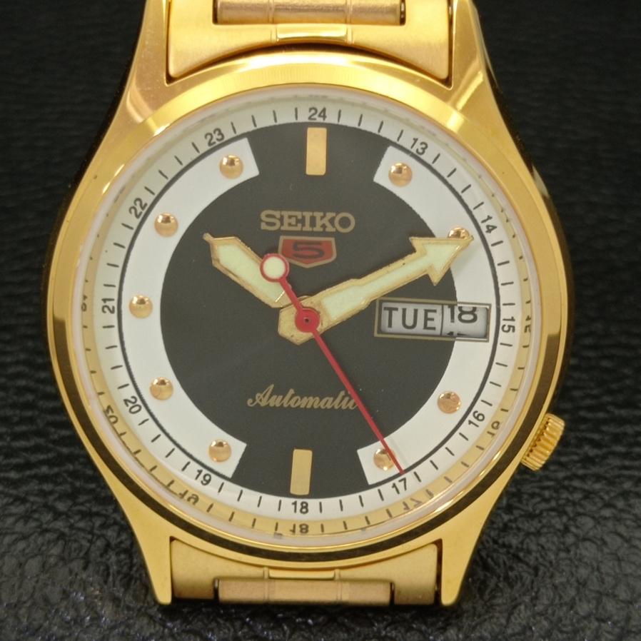 REFURBISHED SEIKO 5 AUTOMATIC JAPAN 6309A BLACK DIAL WRIST WATCH a426403-2