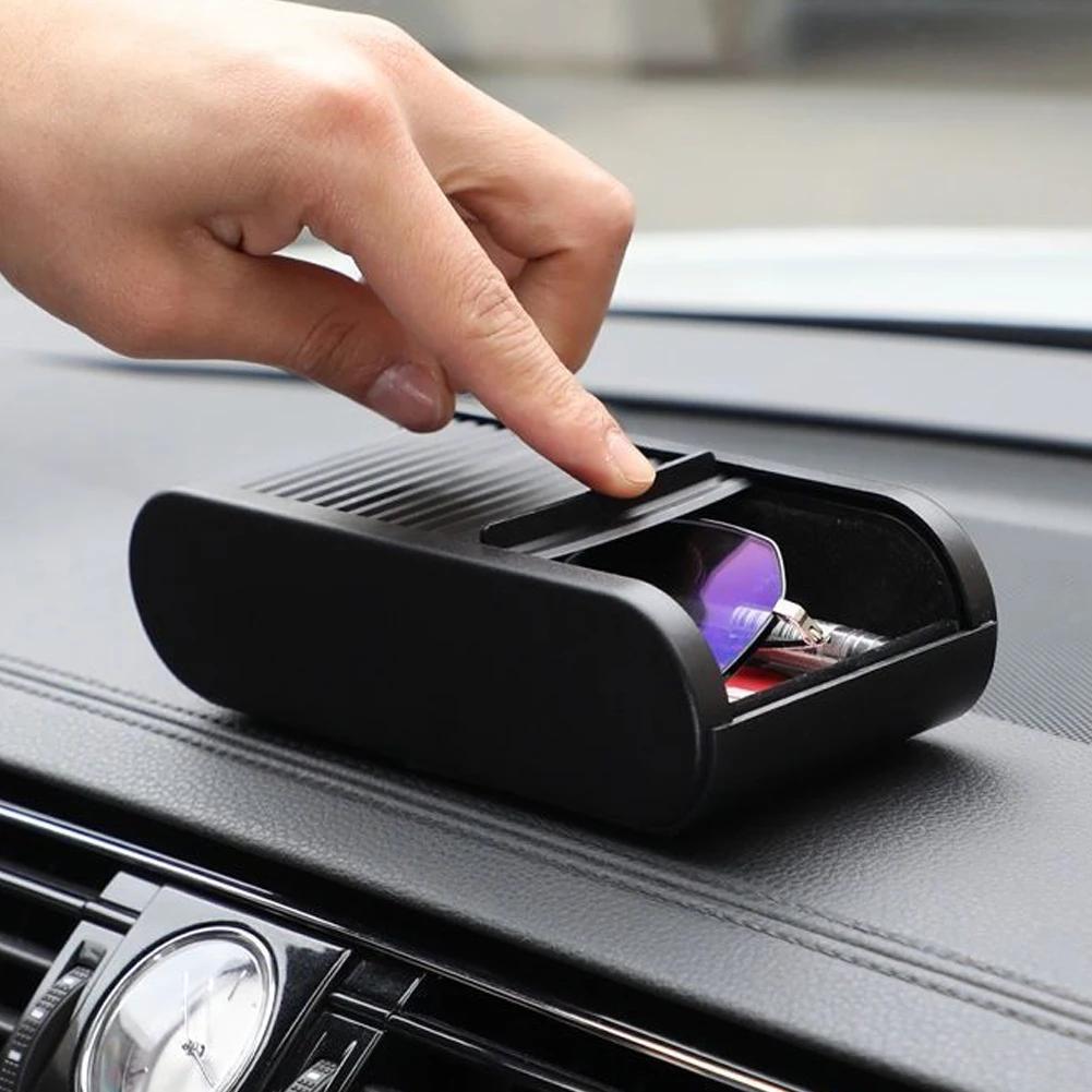Black Portable Sliding Open Car Console Storage Box Large Capacity Self-Adhesive Plastic Organizer for Automobile