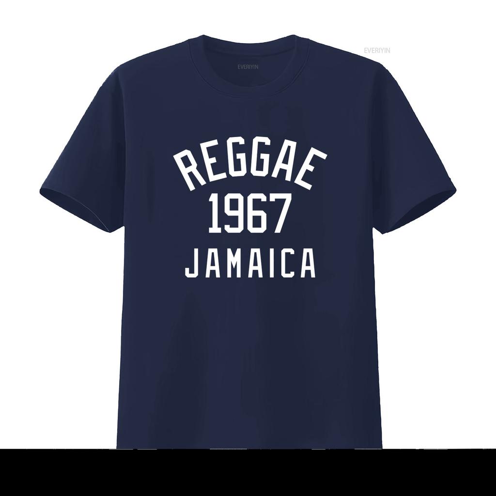 Reggae 1967 Jamaica Print T Shirt for Retro Style Casual Vintage Washed Top For Everyday Wear Versatile Homme Graphic Fashion