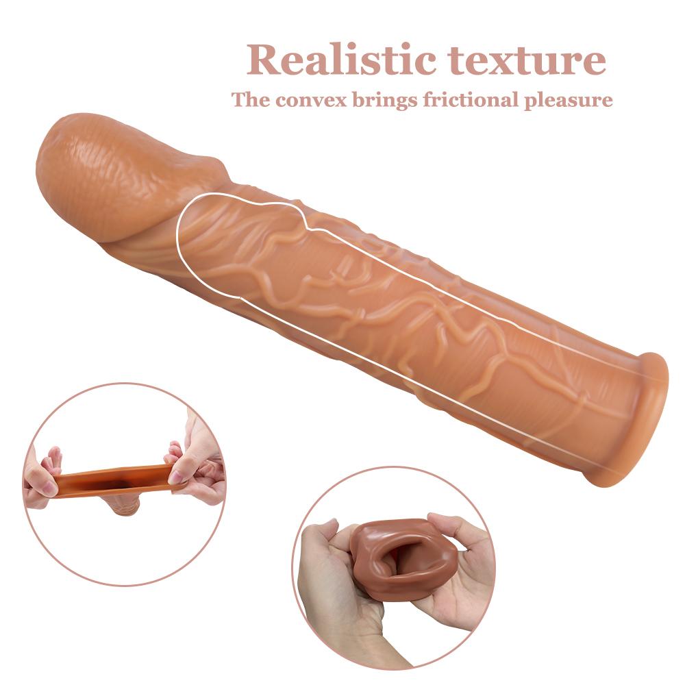 Reusable Penis Sleeve Cock Ring Extender Inch Ultra-Soft Penis Enlarger for Couples Sex Toys for Me