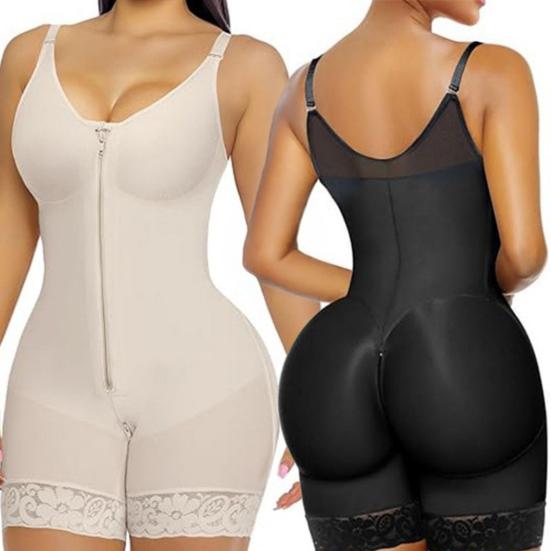 Gaine sculptante pour femme avec rehausseur de fesses, body shaper à bretelles réglables, fermeture éclair à l'entrejambe, body shaper pour la récupération post-opératoire, contrôle quotidien du ventre
