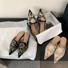 Fashion 2025 Flat Heels Embroidery Slippers Women Pointed Toe Floral Mules Shoes Ladies Office Daily Slip On Slides Green Velour Sandals