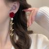 New red flower long butterfly fringed earrings female, silver needle light luxury temperament earrings earrings