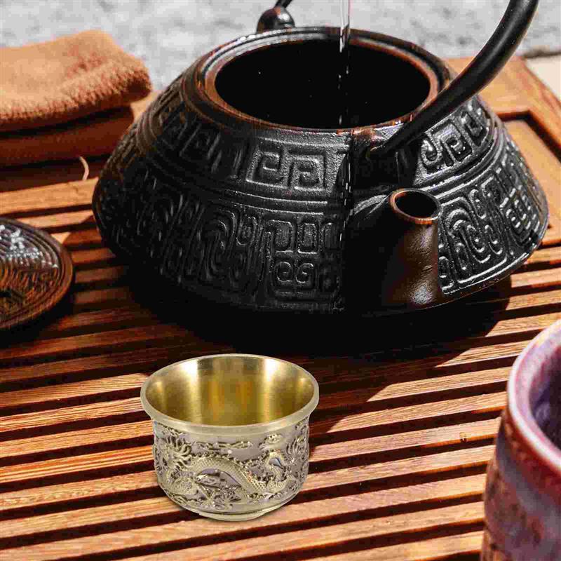 Portable Dragon Pattern Teacup Vintage Tea Cup Retro Teacup Chinese Style Home Decor Kitchen Drinkware Glass Dining Bar