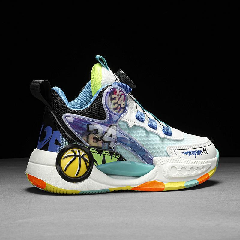 Boys basketball shoes 2025 new mesh breathable children's shoes non-slip running shoes medium and older children's fashion sports shoes