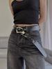 Techwear Style Detachable Irregular-shaped Metal Buckle PU Leather Belt Man Woman Multifunction Vintage Punk