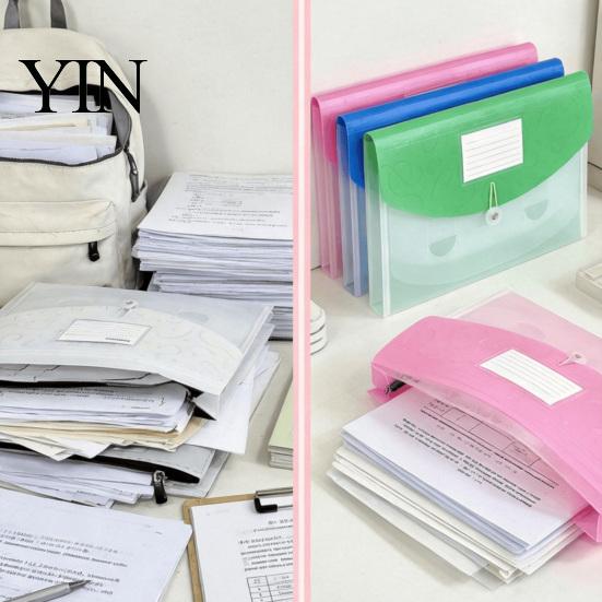 Expandable File Organizer Document Folder with Label Slot, Layered Design Waterproof PP Storage Envelope, Secure Rope Closure for Office And