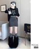 New Autumn/Winter 2025 Sequin Tweed High-Waisted Irregular Slim A-Line Skirt