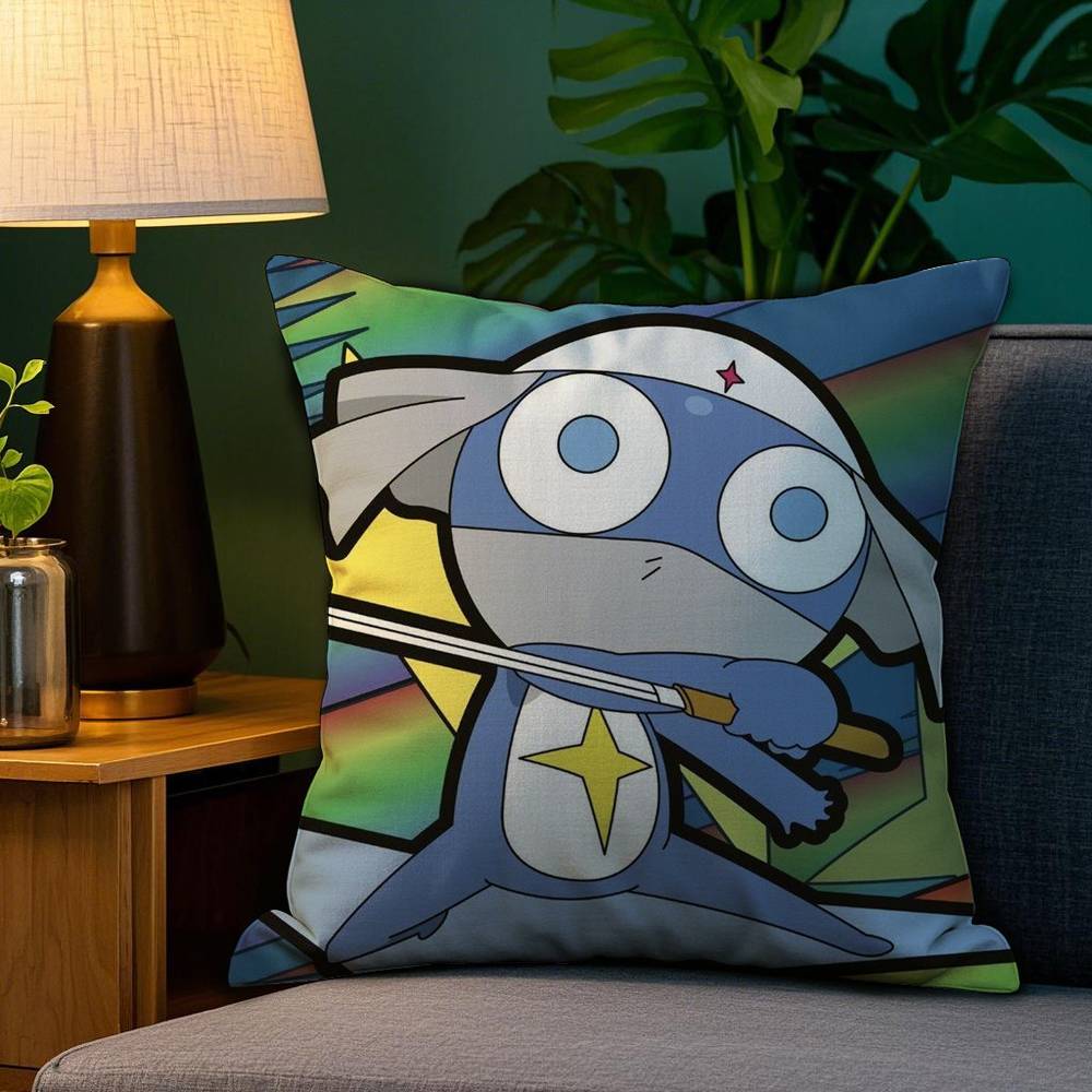 KKeroro GGunsou Frog Pillow Case Plush Fabric Soft Double Sided Print Sofa Cushion Cover Throw Pillow Covers