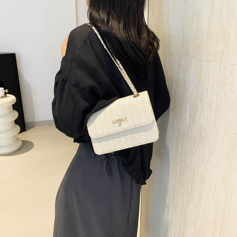 New Summer Small Square Bag Trendy Korean Version Knitted Fashionable Temperament Commuting Beautiful Lady Casual Small Bag Women