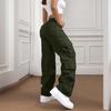 Womens Elastic High Waisted Cargo Pants Stretch Casual Wide Leg Streetwear Parachute Hiking Pants With Pockets
