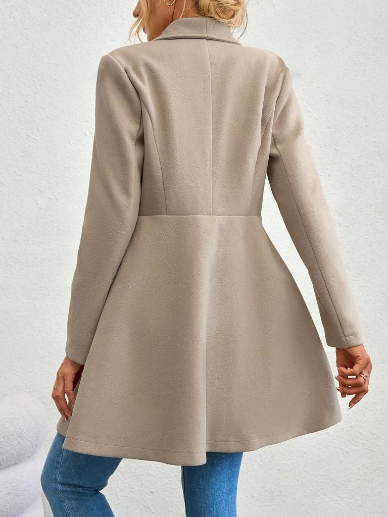 Umlegekragen Trenchcoat Damen Windjacke Eng anliegende Kleidung Femme Lockerer Umhang Wolliger Einreiher Oberbekleidung