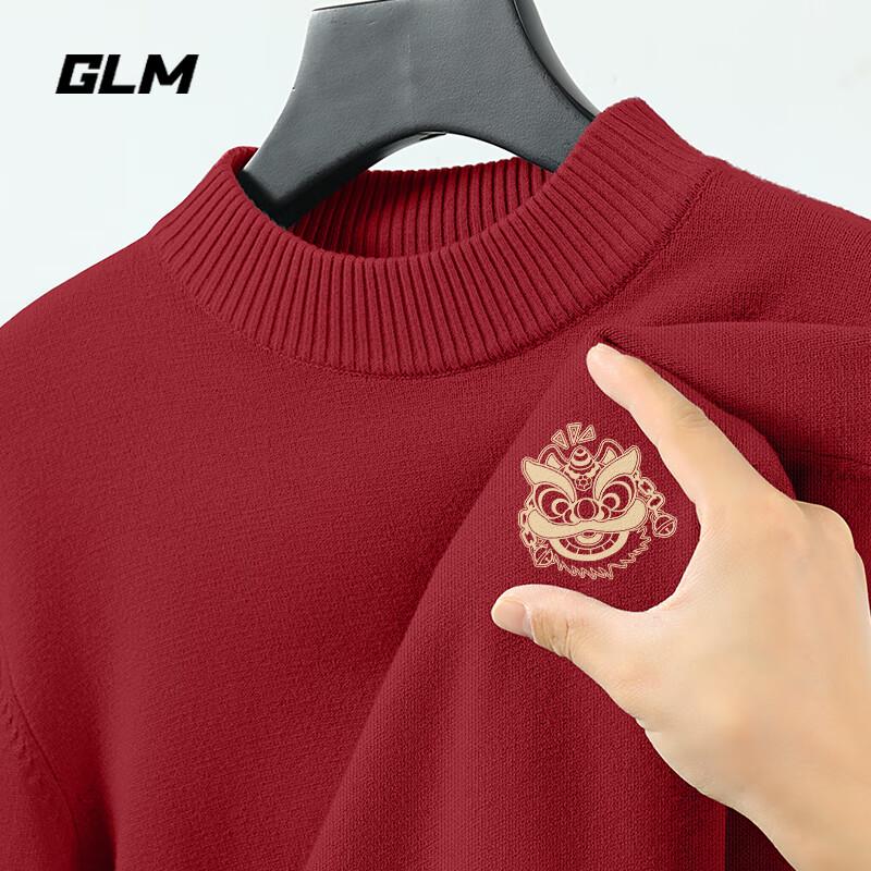 

GLM Men s Chinese Trendy Fleece-Lined Knit Sweater L