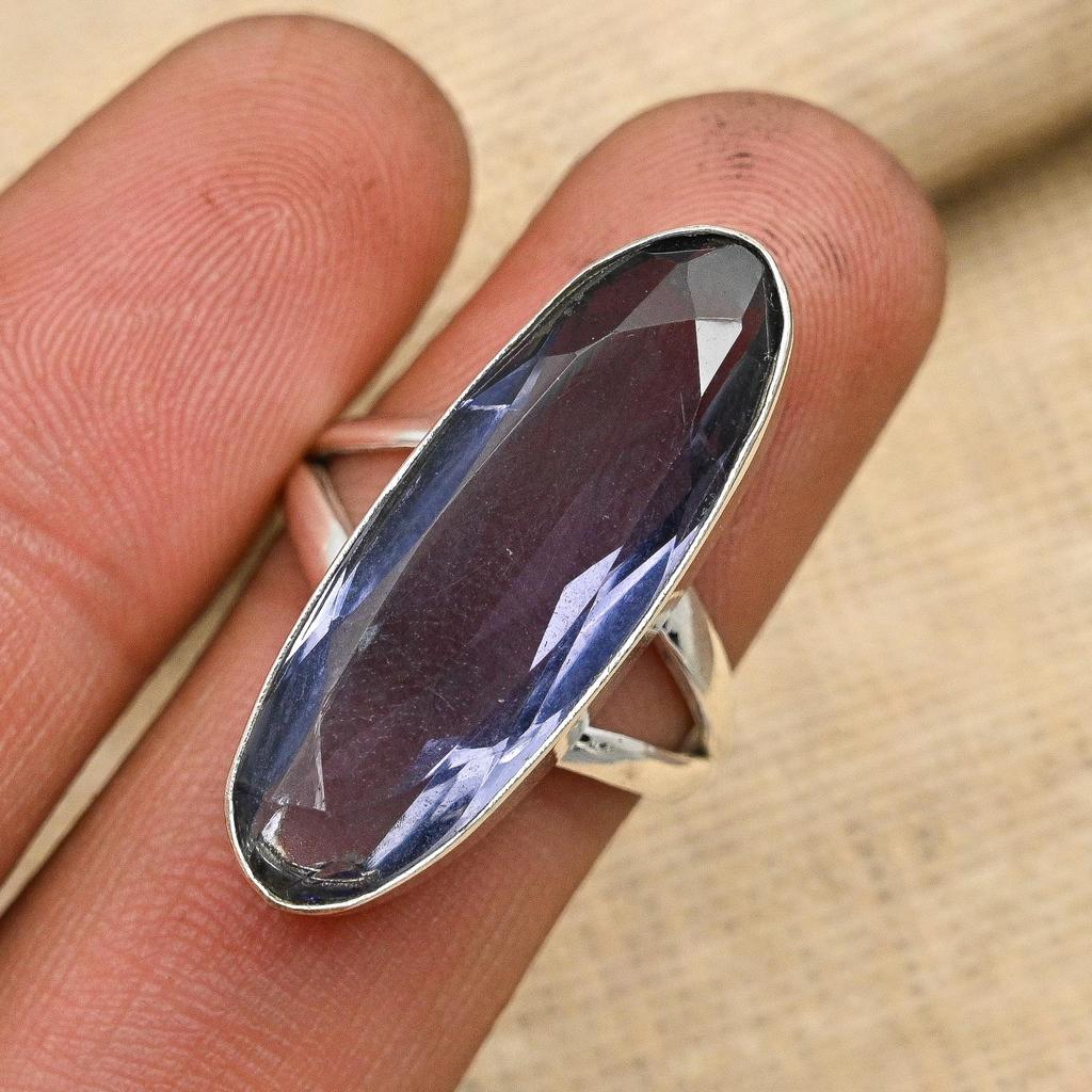 Iolite Gemstone Handmade 925 Sterling Silver Jewelry Lovely Ring For Her